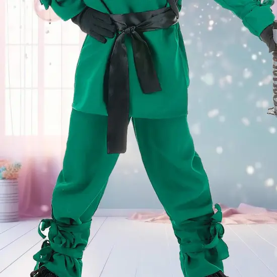 Unisex Green Ninja Costume for Halloween Play Dress Up {3}