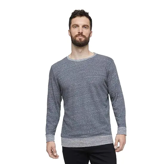 LAT&reg; Harborside Melange French Terry Crewneck with Elbow Patches MILTRY GRN MLNGE {4}