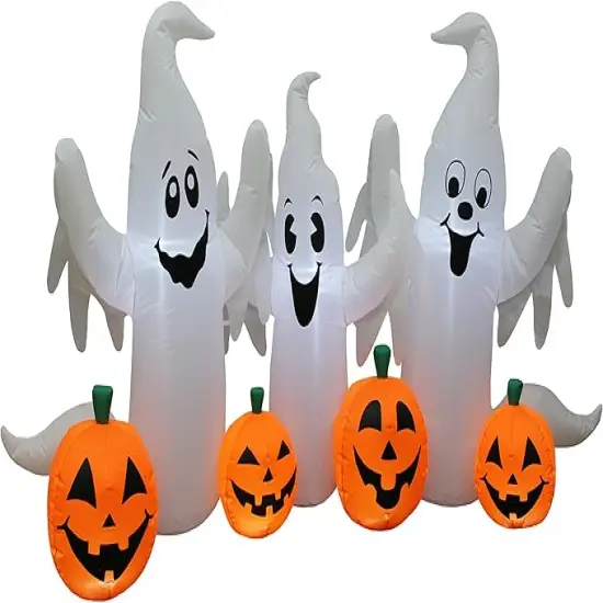 Halloween Inflatable Three Ghosts with Pumpkins Patch Outdoor Indoor Holiday Decorations {5}