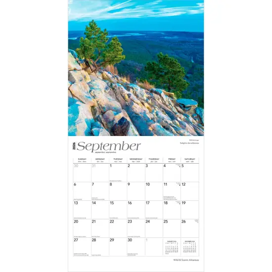 Arkansas Wild & Scenic | 2026 12 x 24 Inch (Hanging) Monthly Square Wall Calendar | Plastic-Free {4}