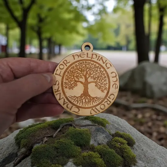 Ornament - Thanks for Helping Me Grow - Raw Wood 3x3in {3}