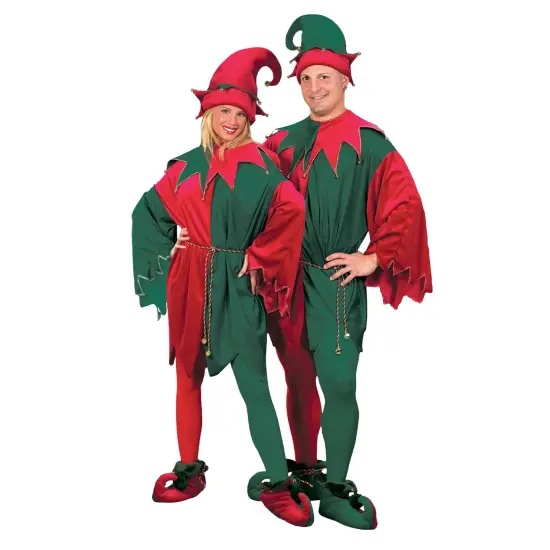 Fun World Red and Green Elf Unisex Adult Christmas Costume Set - One Size {3}