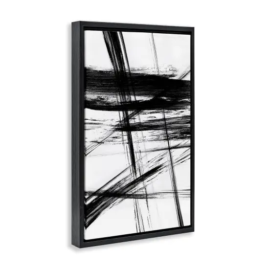 Stupell Industries Minimal Black Streaks on White Floating Frame By Judith Shapiro {3}