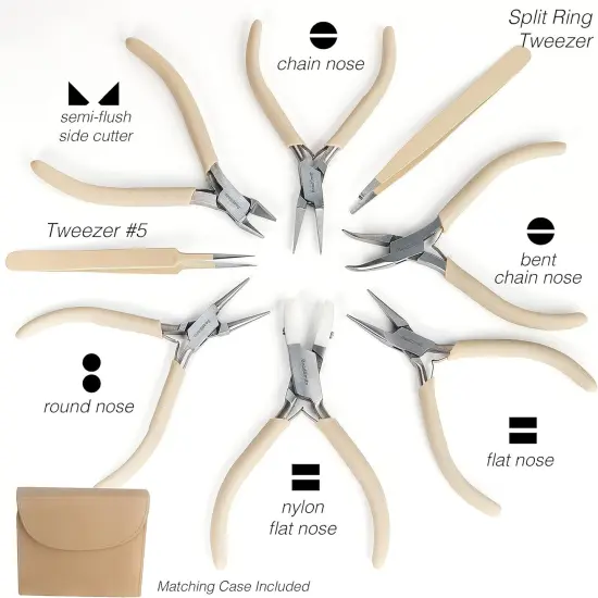 The Beadsmith Fashion Color Pliers &ndash; Slimline Color-Coordinated Tools &ndash; Matching Clutch in Beige &ndash; Jewelry Making Supply Kit to Create Necklaces, Bracelets, Earrings & More Light olive {7}