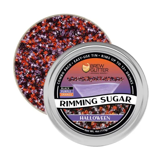 Brew Glitter - Halloween Rimming Sugar (4oz, 1x Bar Tin) Cocktail Garnish for Mixed Drinks & Refreshments {4}