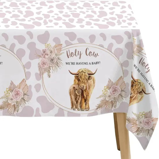 Highland Cow Baby Shower Decorations Tablecloth {4}