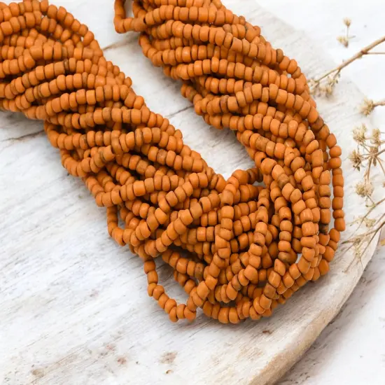 4mm Matte Orange Java Glass Pony Seed Beads (48" Strand) {4}