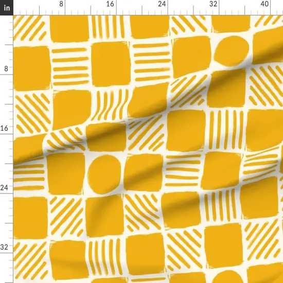 Various Fabrics by the Yard or Fat Quarter Patchwork Geometric Brush Strokes Cheater Quilt Squares Circles Sun Stripes Summer Yellow Minimalist Custom Printed Fabric by Spoonflower {1}
