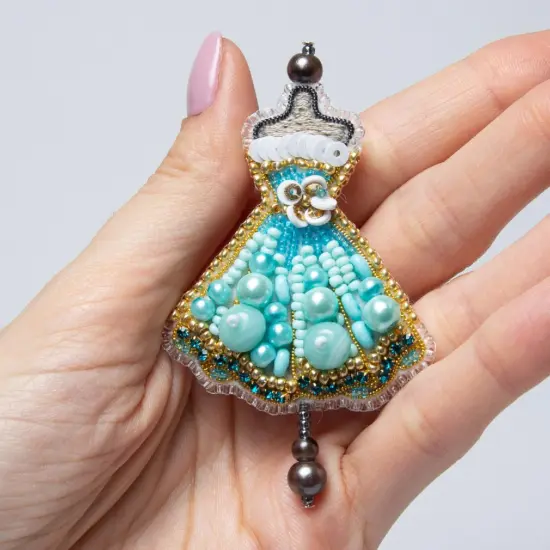 BP-322C Beadwork kit for creating brooch Crystal Art "Dress" {2}