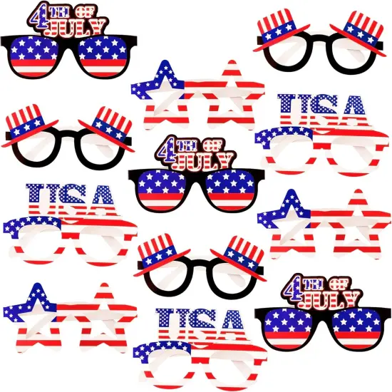 Pack of 12 - 4th of July Glasses Decorations Red, White and Blue {1}