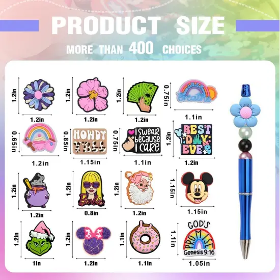 40Pcs Non-Repeat Cartoon Silicone Focal Beads for Pens {2}