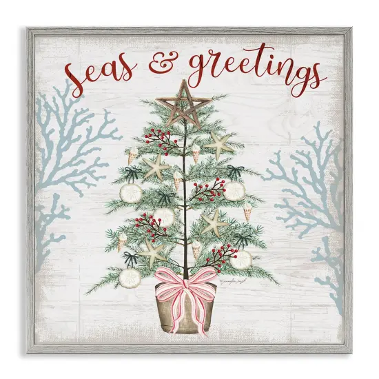 Stupell Industries Seas & Greetings Coastal Tree Framed Giclee By Jennifer Pugh {1}