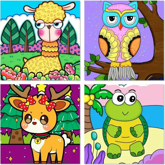 4 Pack Animal Paint by Number Kit for Kids {1}