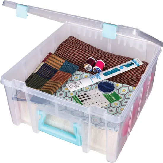 ArtBin Super Satchel Double Deep W/Removable Dividers-Aqua Handle, Latch & Dividers {7}