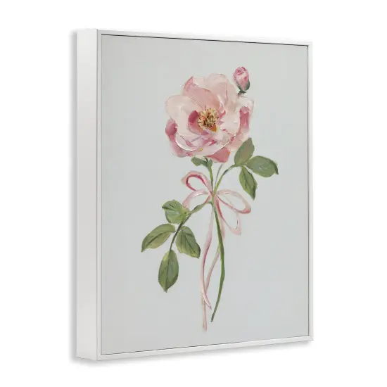 Stupell Industries Pink Rose Bud with Ribbon Framed Giclee By Sally Swatland {3}