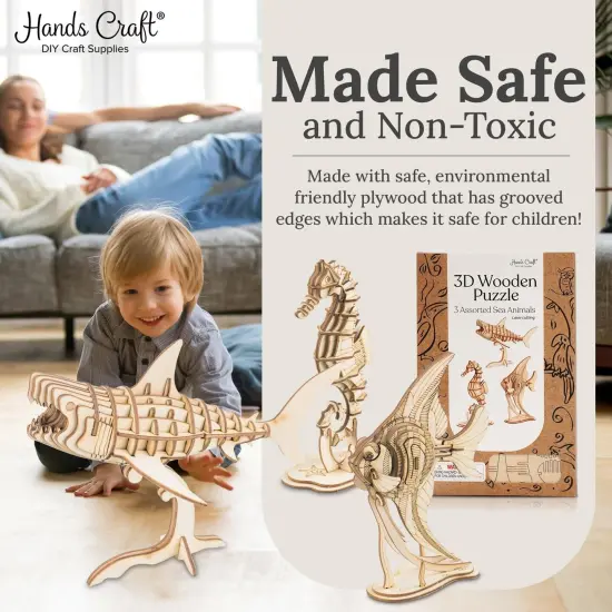 3D Wooden Puzzle Bundle &ndash; Sea Animals (3-Pack) {6}