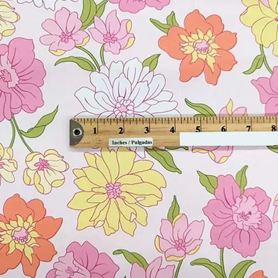 1 Yard Multicolor Blooming Garden Cotton Fabric Floral Stretch Print, 44/45&Prime; Wide for Sewing & Crafts {4}