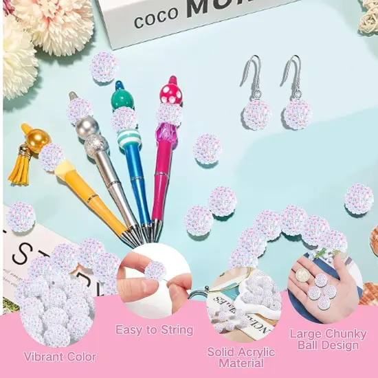 20pcs 18mm Rhinestone Beads for Pens {2}