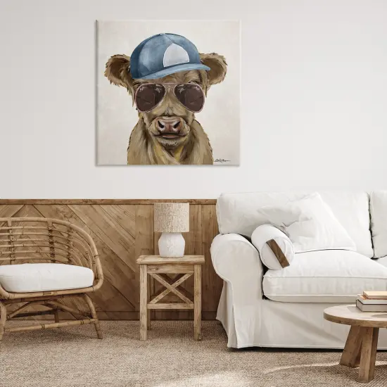 Stupell Industries Cool Cattle with Cap & Glasses Canvas By Lee Keller {2}