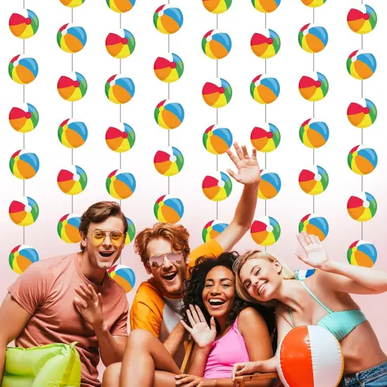 8 Pieces Beach Ball Garland Summer Pool Party Hanging Banner Decorations(Beach Ball) {4}