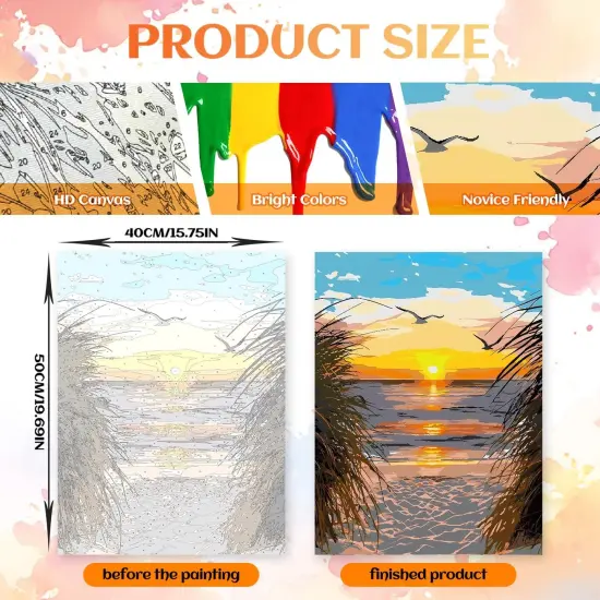 Beach Sunset Oil Acrylic Painting Crafts Number (16x20Inch) {3}