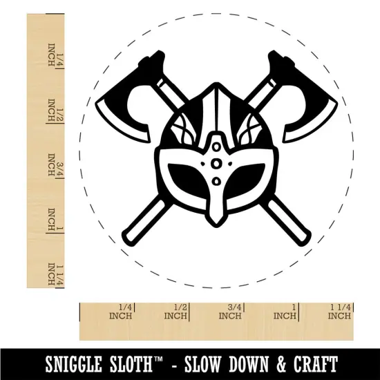 Viking Helmet Crossed Axes Norse Battle Rubber Stamp for Stamping Crafting {1}