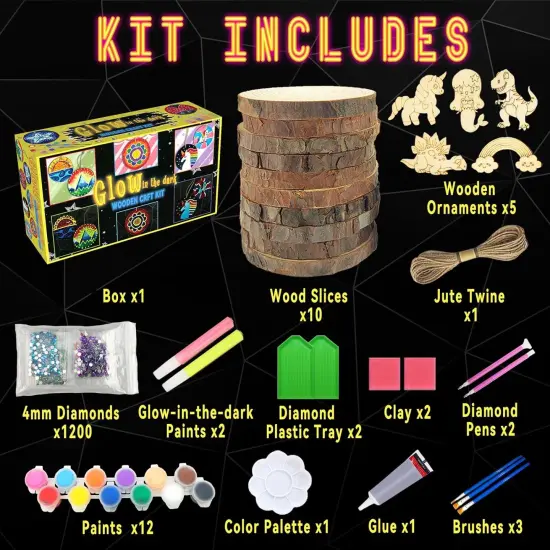 Kids Wood Painting Kit-Glow in The Dark-Easter Basket {4}