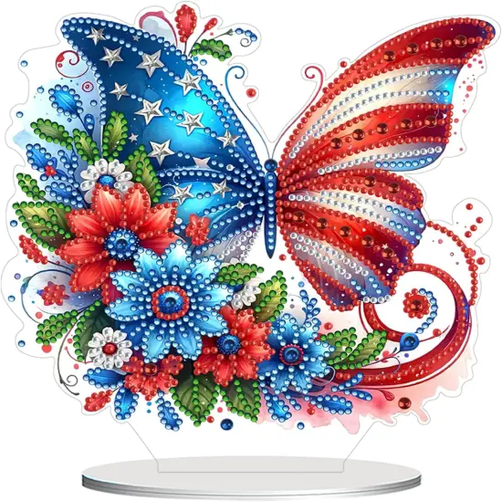 4th of July Butterfly Stand Up Diamonds Art Painting Kit {1}