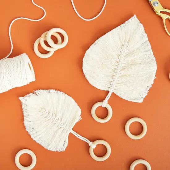 20 Pack Unfinished Natural Wood Rings for Crafts, Macrame Projects, Jewelry Making, DIY Pendant Connectors (2.1 In) Brown {3}