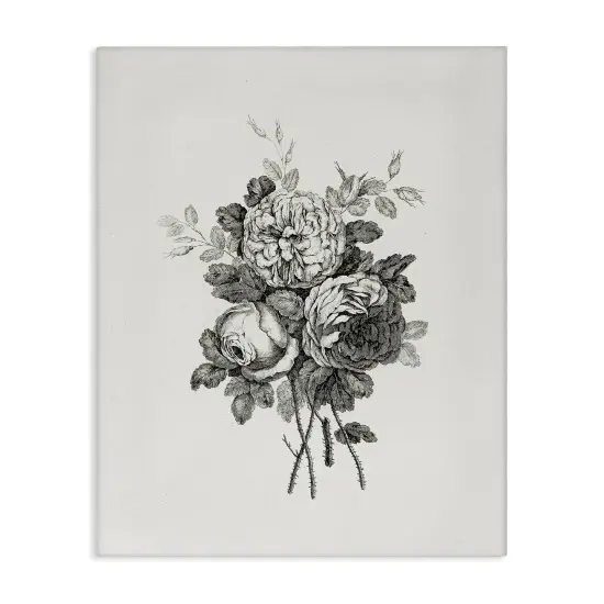 Stupell Industries Mixed Monochrome Flowers Canvas By Lettered and Lined {1}