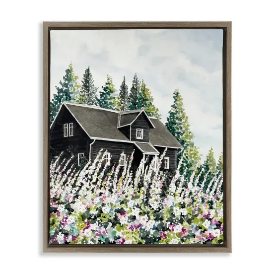 Stupell Industries Cabin Hidden By Garden Blooms Floating Frame By Cindy Jacobs {1}