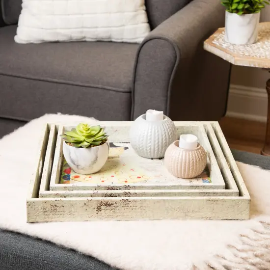 Northlight Fashion Dresses Square Serving Trays - 16" - Set of 3 White {1}