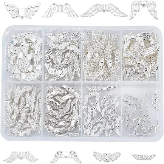 160pcs 8 Styles Angle Wing Bead for Crafts {1}