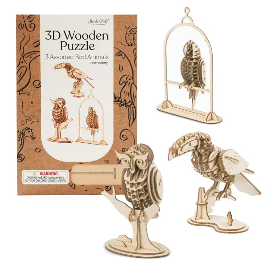 3D Wooden Puzzle Bundle &ndash; Birds Animals (3-Pack) {1}