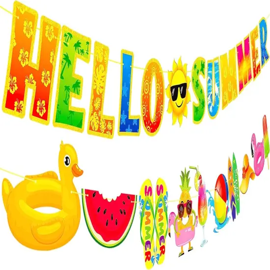 Sun Signs Birthday Beach Pool Party Bunting Garland Banner Supplies {2}
