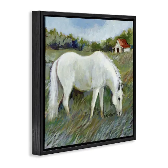 Stupell Industries White Horse In Field Floating Frame By Susan Winget {9}