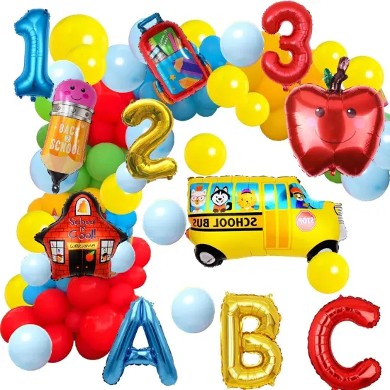 128 pcs Back to School Balloons Arch Garland Classroom Party Decoration {1}
