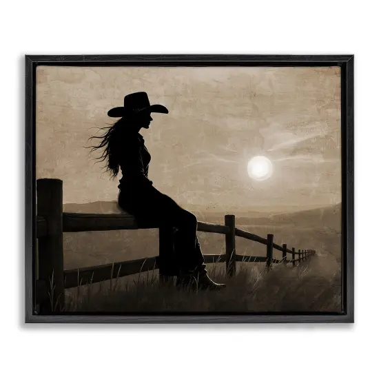 Stupell Industries Cowgirl Sunset Portrait Floating Frame By Kim Allen {7}
