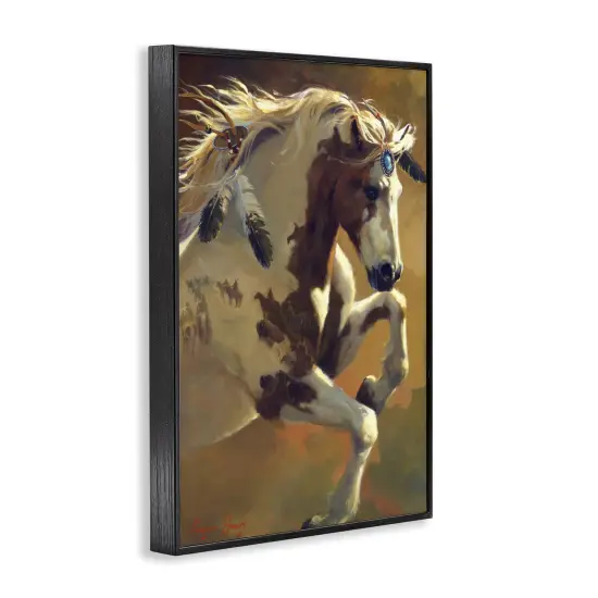 Stupell Industries Rearing Horse with Feather Adornments Framed Giclee By Carolyne Hawley {3}