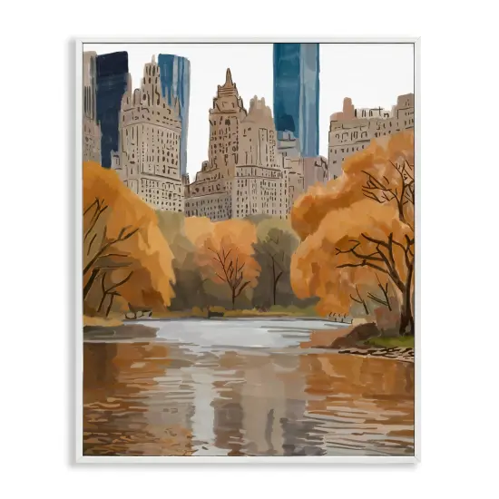 Stupell Industries Autumnal New York Across River Framed Giclee By Amelia Noyes {1}
