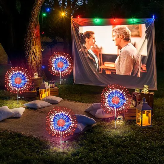 4th of July Decorations Outdoor Solar Lights, 2 Pack Fourth of July Red White and Blue Patriotic Decorations {3}