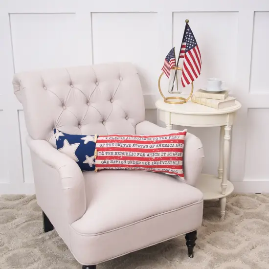 Patriotic "I Pledge Allegiance to the Flag" Embroidered Accent Pillow, 10" x 28" {5}