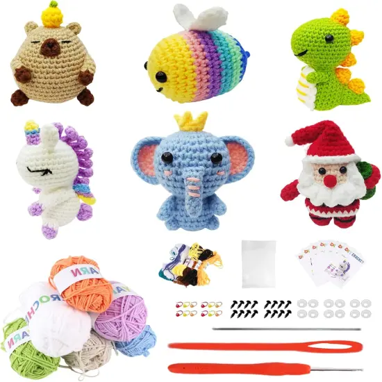 6Pcs Crochet Animal Kits For Beginners {1}