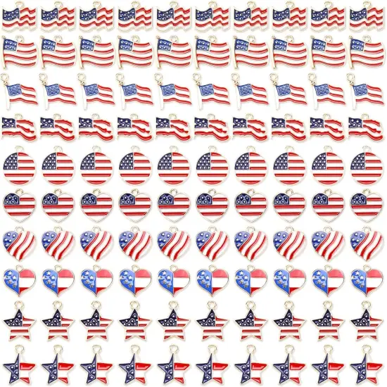 90 Pcs American Flag Charms {1}