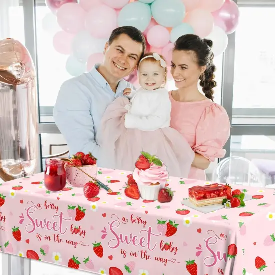 Strawberry Baby Shower Decorations Tablecloth {2}