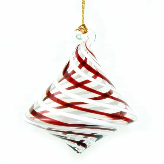 Peppermint Stretched Diamond Glass Ornament {1}