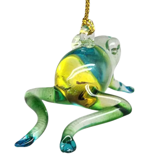 Playful Frog Glass Ornament {2}