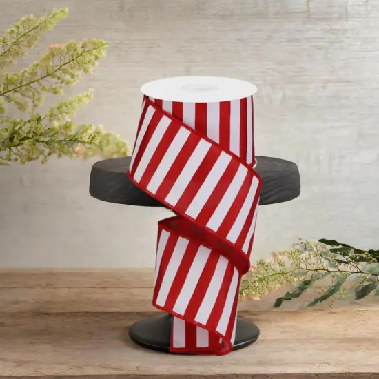 2.5" Medium Horizontal Stripe Ribbon: Red & White (10 Yards) {3}