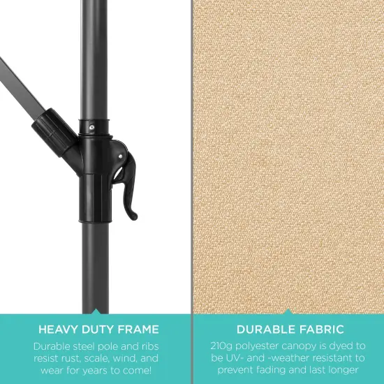 Best Choice Products 10ft Solar LED Offset Hanging Outdoor Market Patio Umbrella w/ Adjustable Tilt Sand {6}