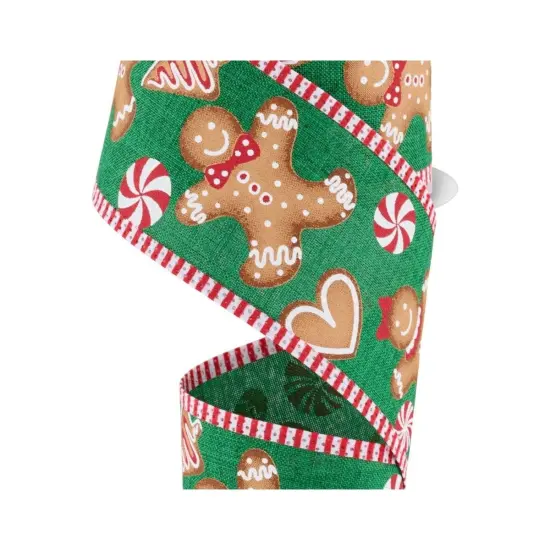 2.5" Gingerbread Stripe Ribbon: Emerald Green (10 Yards) {3}